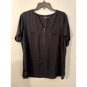Apt 9 Black Blouse w/Zipper Size 1X Dressy Casual Workwear